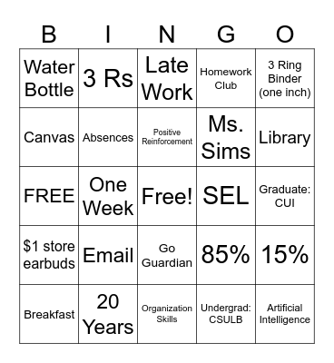 Untitled Bingo Card
