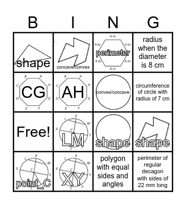 Geometry - 2D Figure Bingo Card