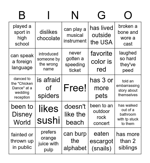 FIND SOMEONE WHO Bingo Card