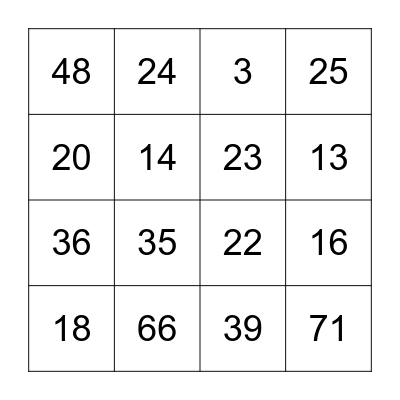 1-75 Bingo Card