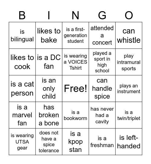 FIND SOMEONE WHO... Bingo Card