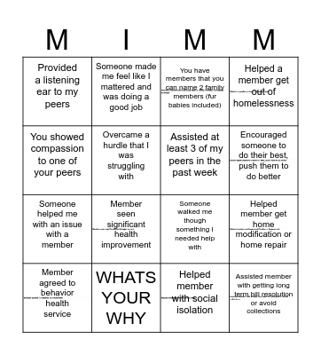 Make It Matter Moments Bingo Card