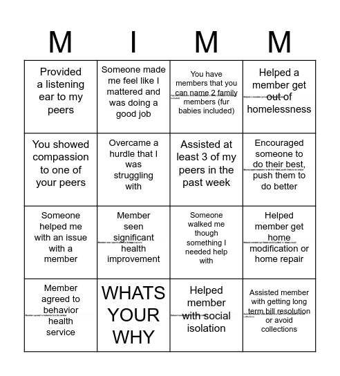 Make It Matter Moments Bingo Card