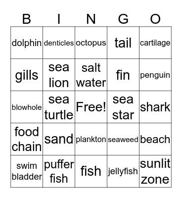 Ocean Day BINGO Card