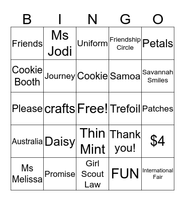 DAISY BINGO Card