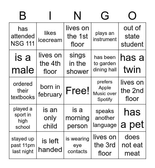 Nursing LLC Kickoff Bingo Card