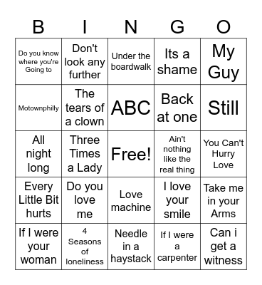 Motown Classics Bingo Card