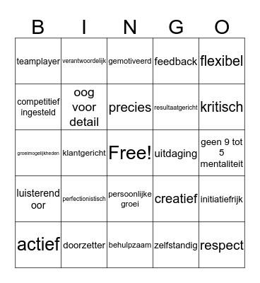 competenties siska carbon Bingo Card