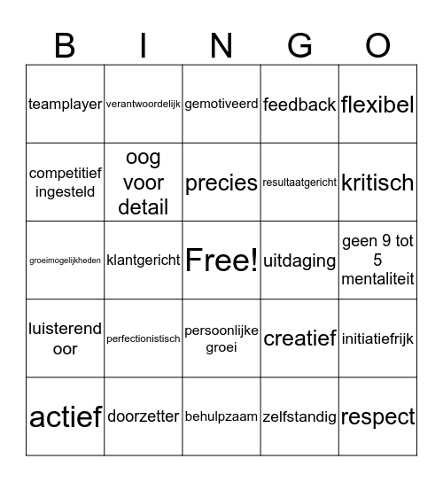 competenties siska carbon Bingo Card