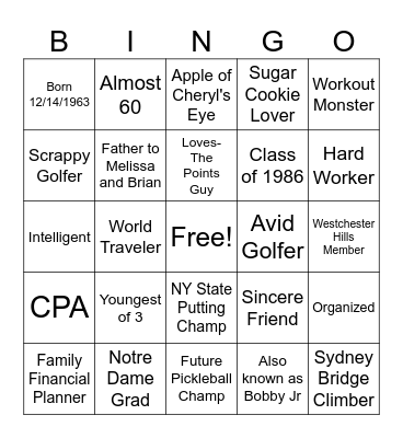 BOB'S RETIREMENT BINGO Card