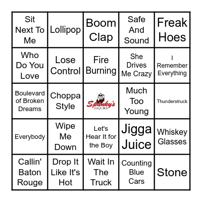 Spanky's Music Bingo 8/30/23 Bingo Card