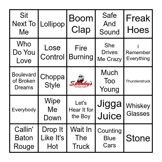 Spanky's Music Bingo 8/30/23 Bingo Card