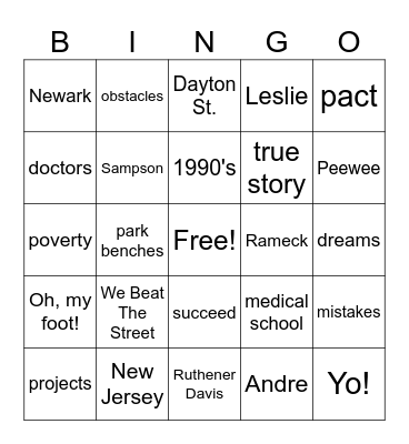 WE BEAT THE STREET Bingo Card