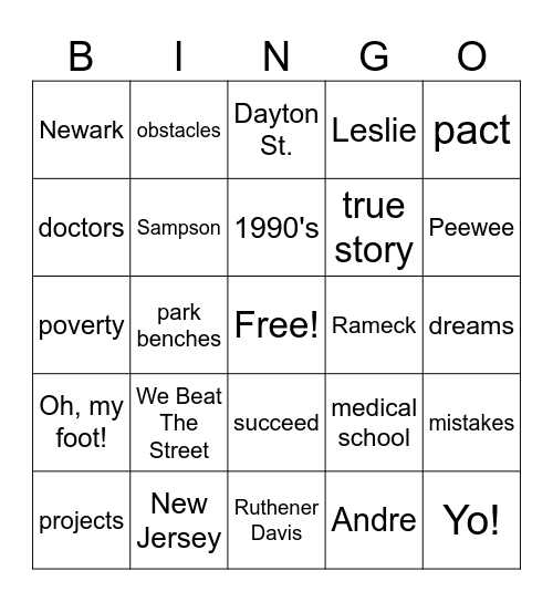 WE BEAT THE STREET Bingo Card
