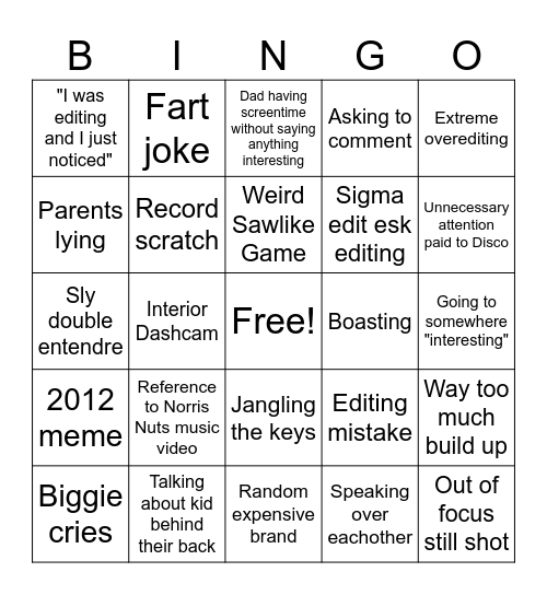 Norris Nuts Bingo Card