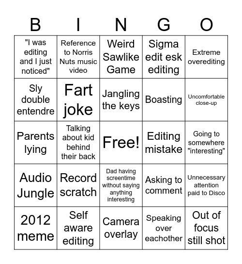 Norris Nuts Bingo Card