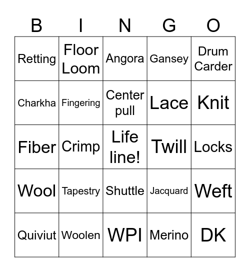 NCFF Fiber Bingo Card