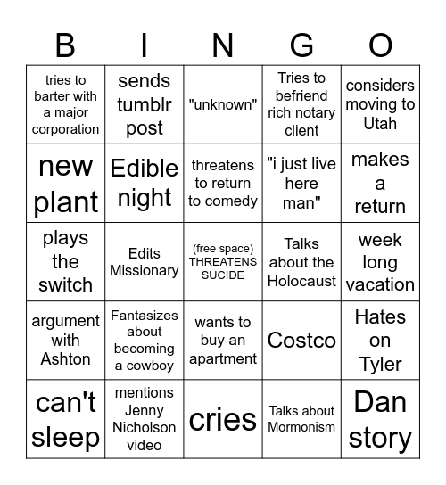 PEYTON Bingo Card