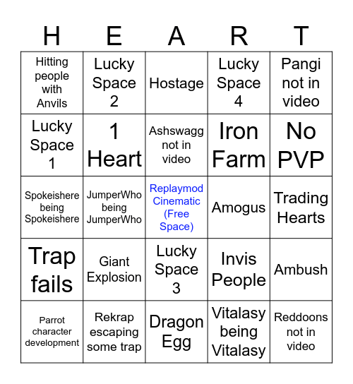 Lifesteal Bingo Card