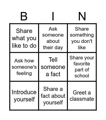 Basic Conversation Bingo Card