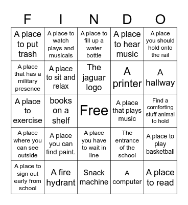 High School Scavenger Hunt! Bingo Card