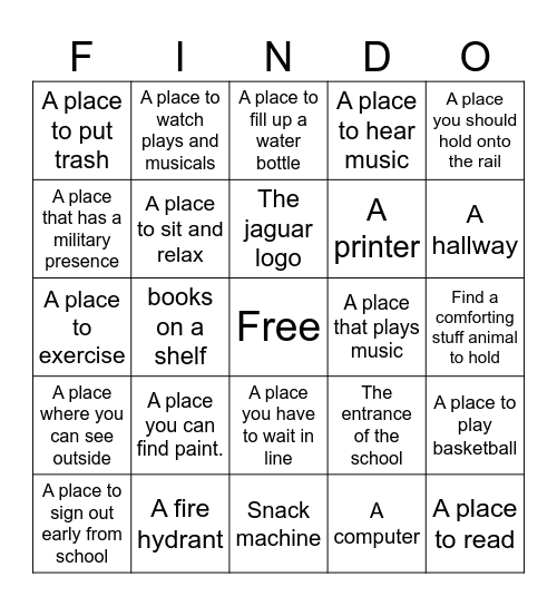 High School Scavenger Hunt! Bingo Card