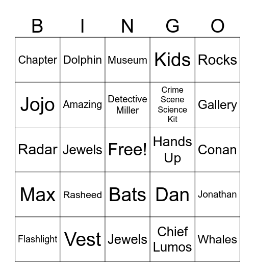 Mystery Force Book Six Bingo Card