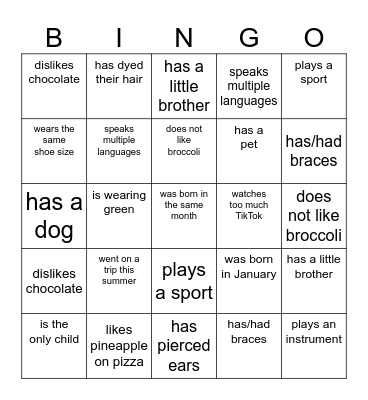 Find someone who... Bingo Card
