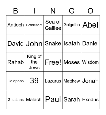 Bible Bingo Card