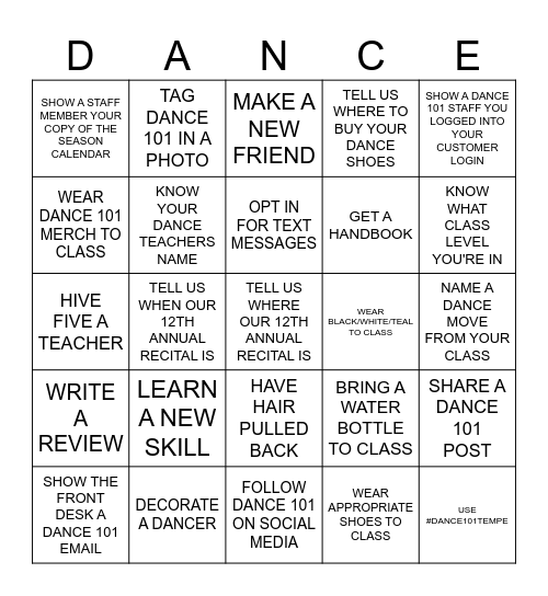 SPIRIT WEEK Bingo Card