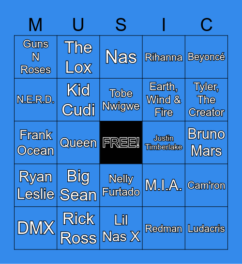 What Music Do You Have in Common With IGNAMEHERE? Bingo Card