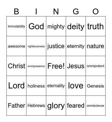 Character of God Bingo Card