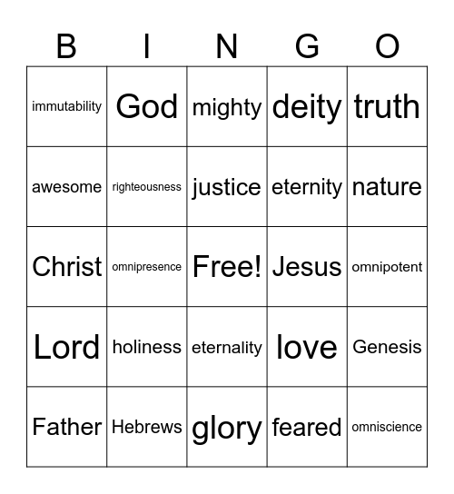 Character of God Bingo Card