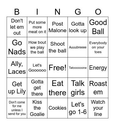 GST Parent Soccer Bingo Card