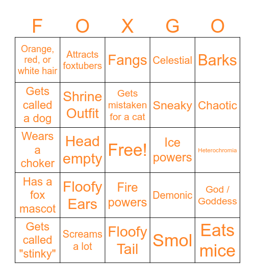 Are you a Foxtuber? Bingo Card