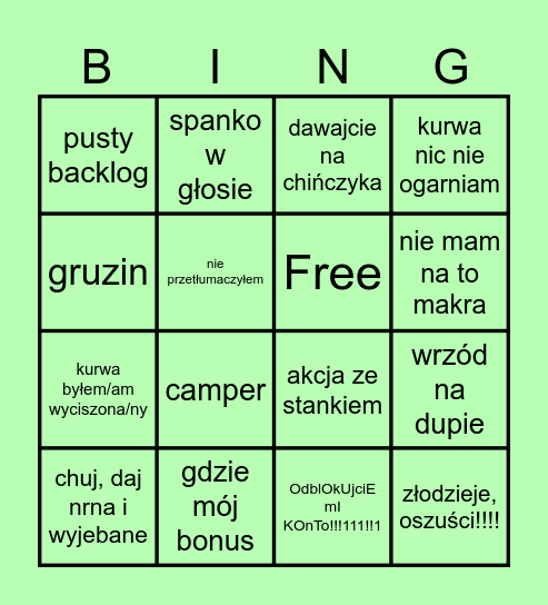 boltowanie bingo 3 Bingo Card