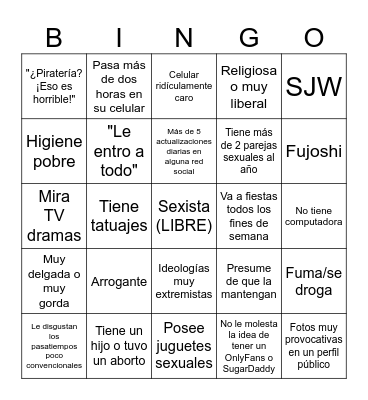Espantaviejos Bingo Card