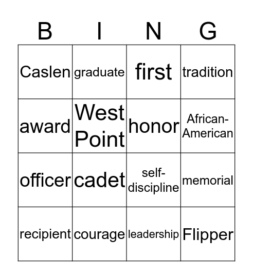 Henry O. Flipper Dinner Bingo Card