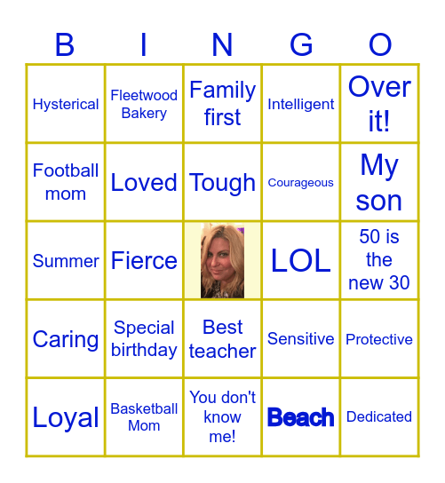 Lisa's Fabulous 50th Birthday Bingo Card