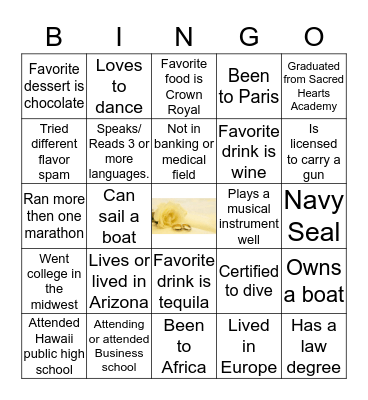 Wedding Guest Bingo Card