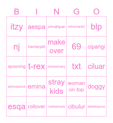 punya stacie Bingo Card