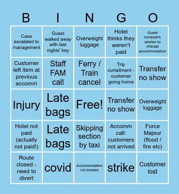 On Trip Bingo Card