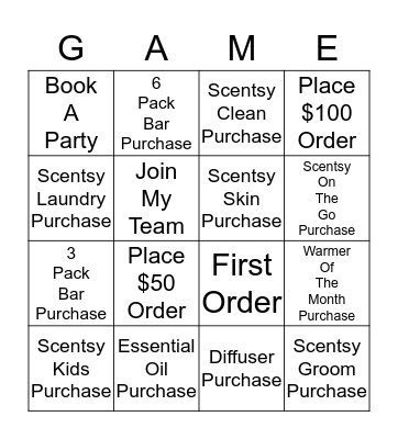 Scentsy Bingo! Bingo Card