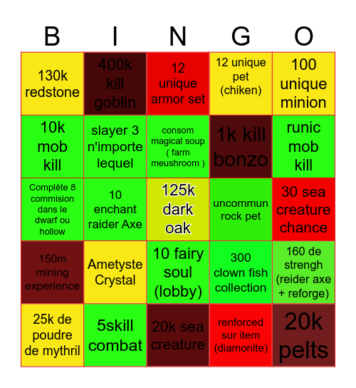 bingo hypixel Bingo Card