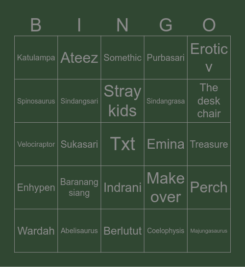 Akhirnya main Bingo Card