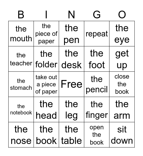 Review Bingo Card