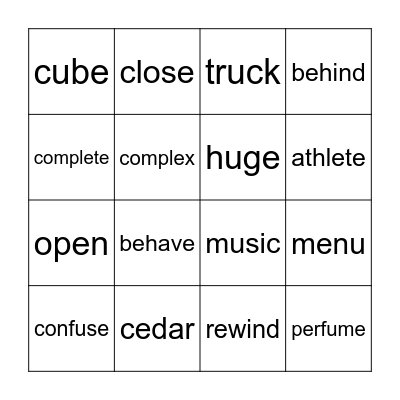 Long u and Long e Bingo Card