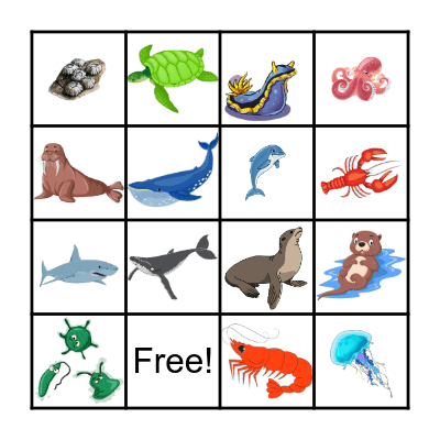 Ocean Animals Bingo Card