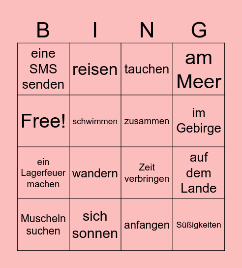 die Ferien von Mercy Wunderschwein Bingo Card