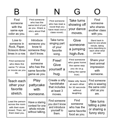 Interactive Human Bingo Card